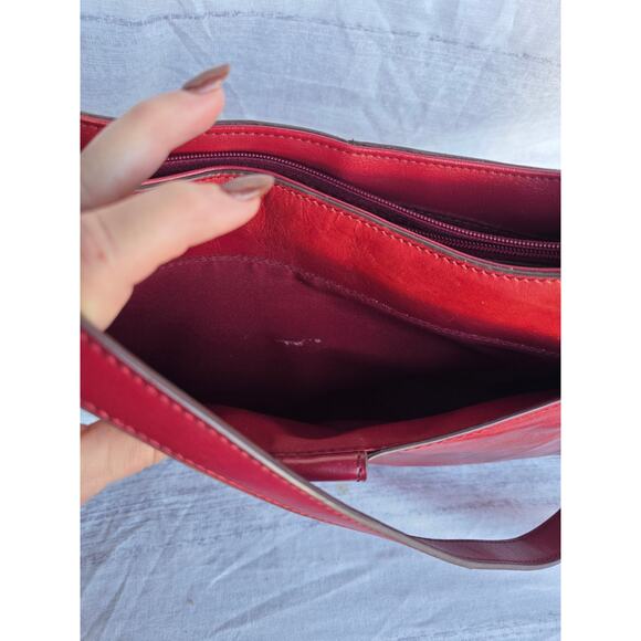 Merona Red Handbag Shoulder Purse with Front Pocket 13 Inch - Picture 5 of 6